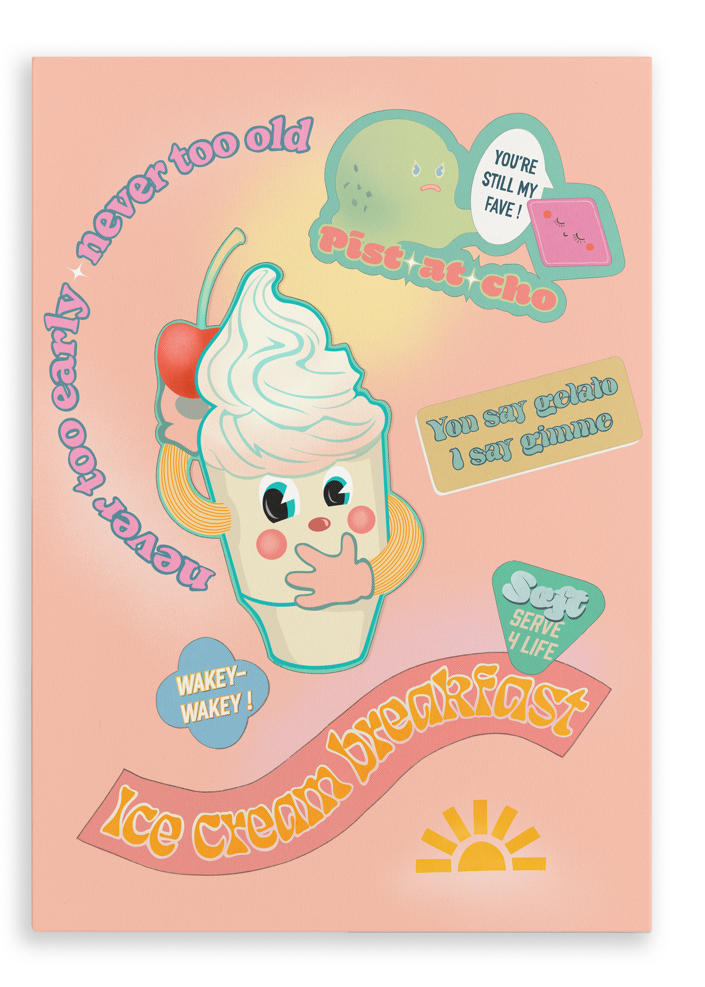 Ice Cream Breakfast Canvas Print Favourite Things 28"x40"(70x100 cm) Canvas Print