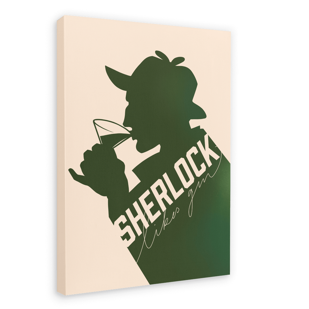 Sherlock Likes Gin Botanical Pink Printed Canvas Wall Art Boozehound 28"x40"(70x100 cm) Canvas Print