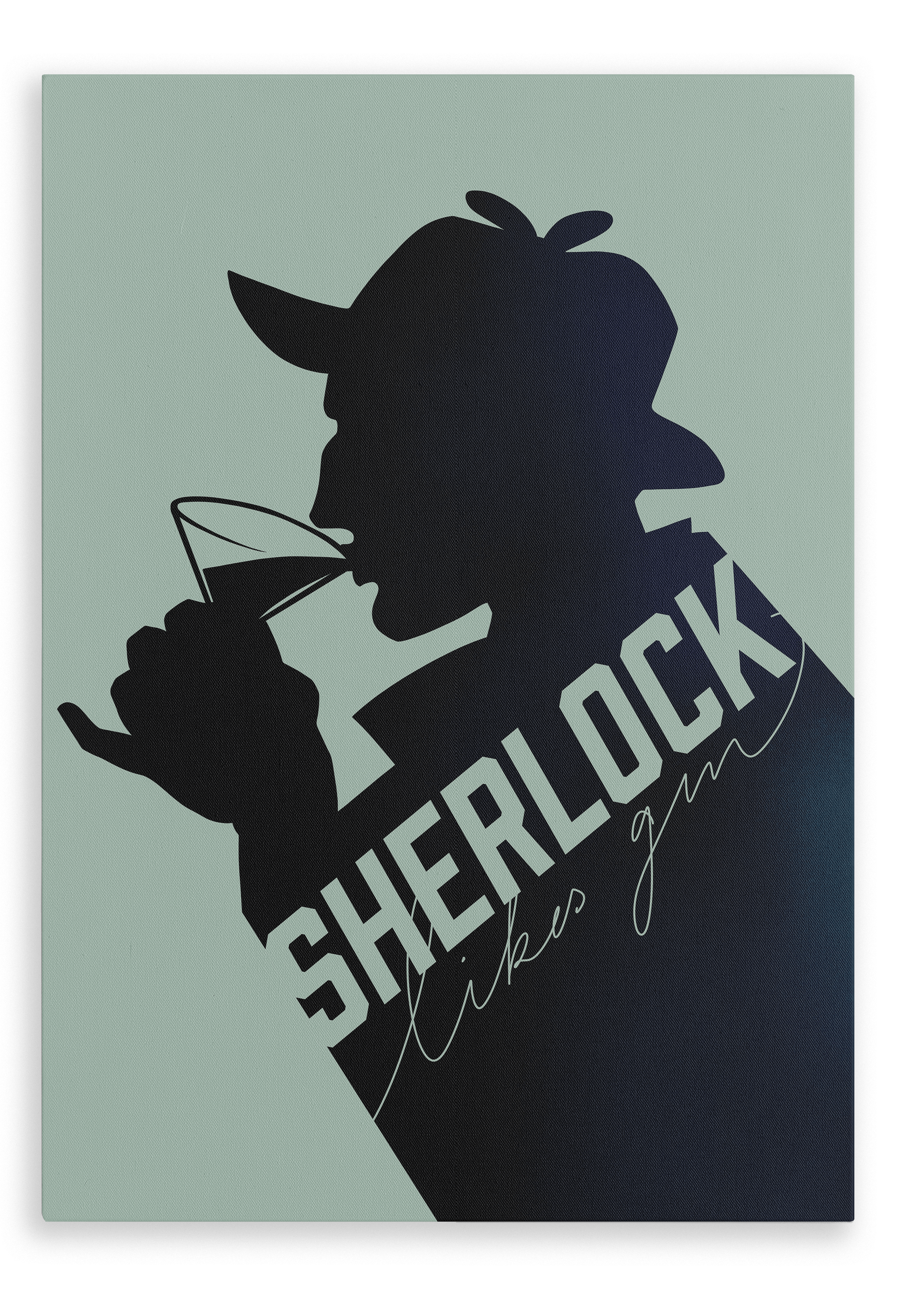 Sherlock Likes Gin Midnight Matte Canvas Print Boozehound 28
