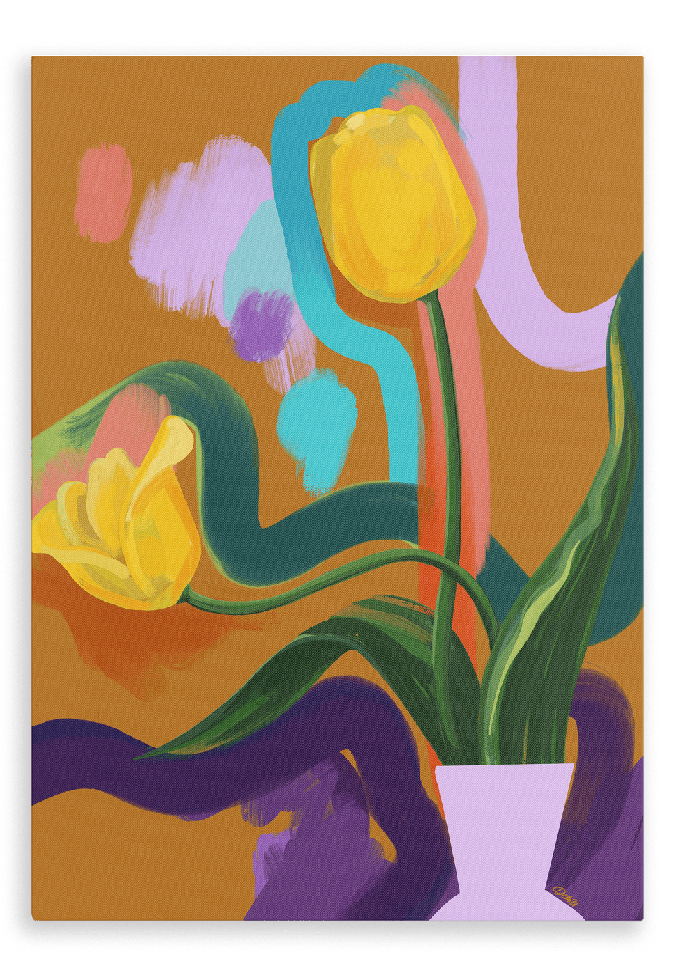 Through The Tulips - Yellow Canvas Print Through The Tulips 28"x40"(70x100 cm) Canvas Print