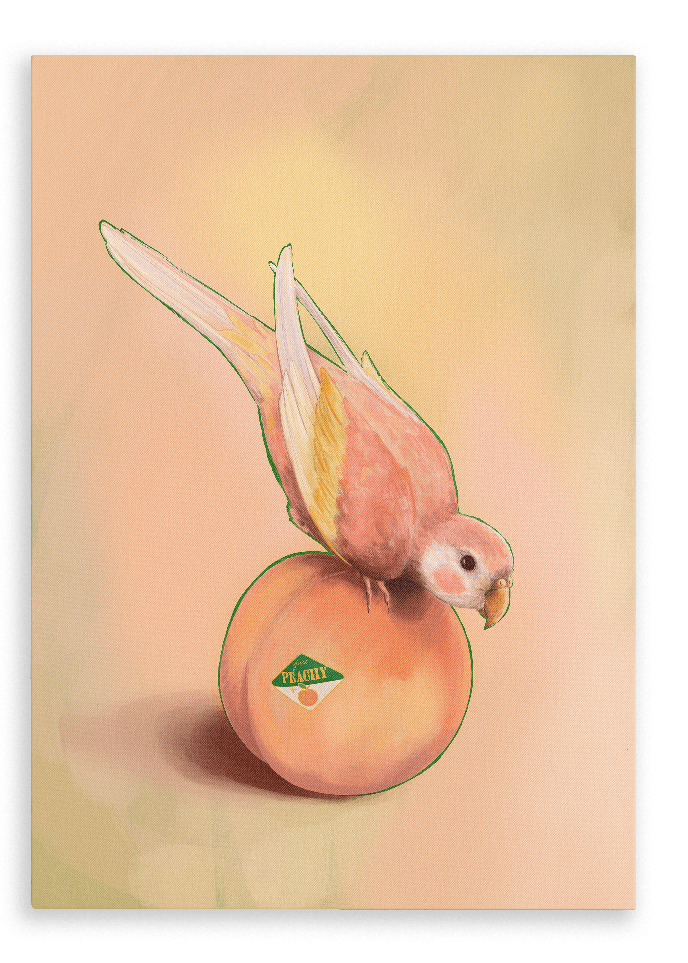 Peachy Parakeet Giclée Canvas Print Sticky Beaks 28
