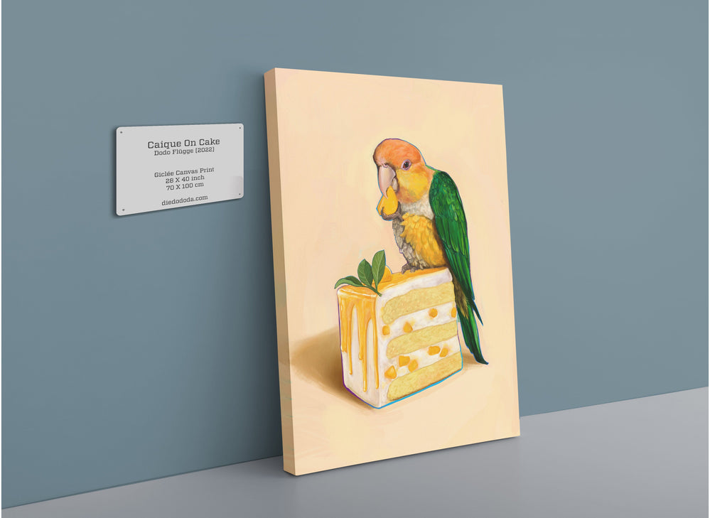 Caique On Cake Canvas Print Sticky Beaks 28"x40"(70x100 cm) Canvas Print