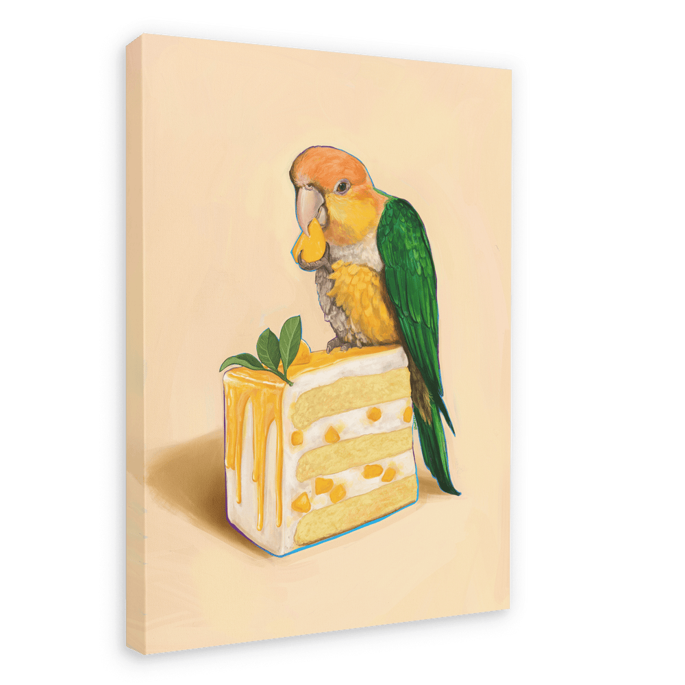 Caique On Cake Canvas Print Sticky Beaks 28"x40"(70x100 cm) Canvas Print