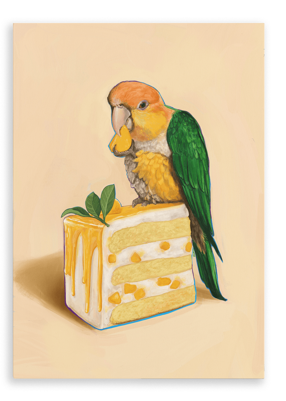 Caique On Cake Canvas Print Sticky Beaks 28"x40"(70x100 cm) Canvas Print