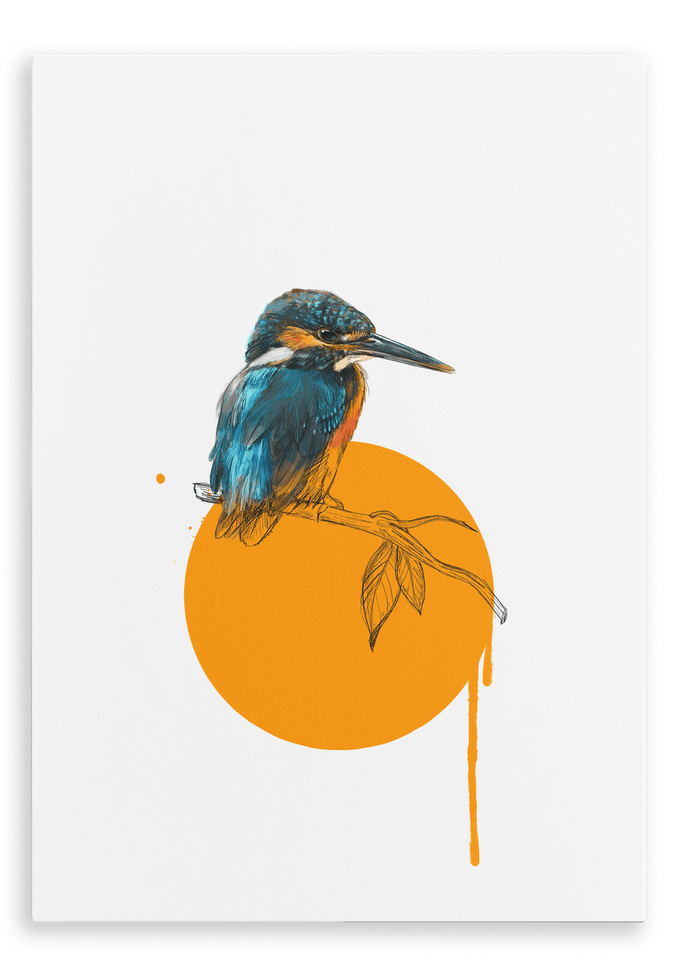 Kingfisher Canvas Print Drippy Birds 28"x40"(70x100 cm) Canvas Print