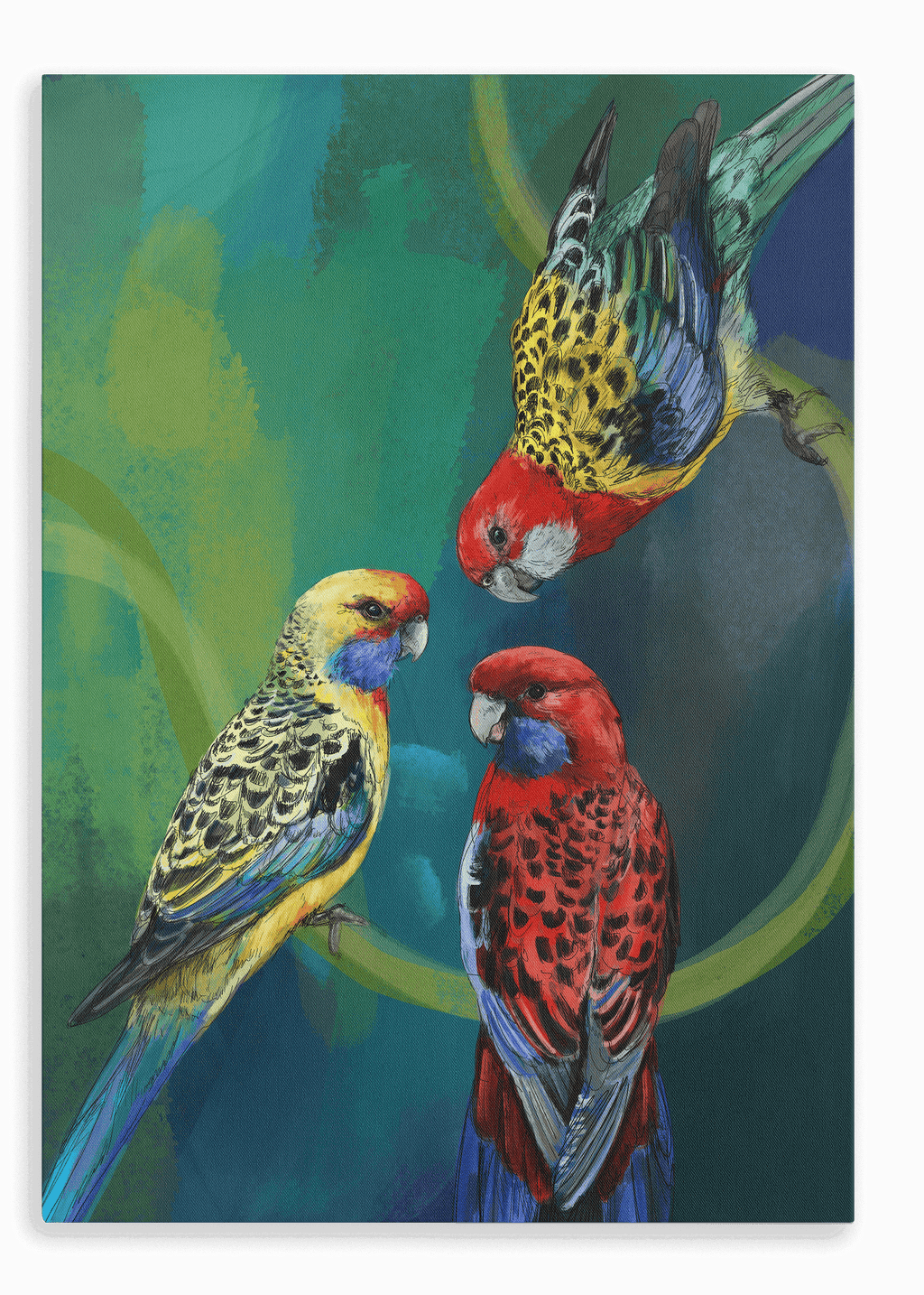 Rondel Of Rosellas Canvas Print The Gathering 28"x40"(70x100 cm) Canvas Print