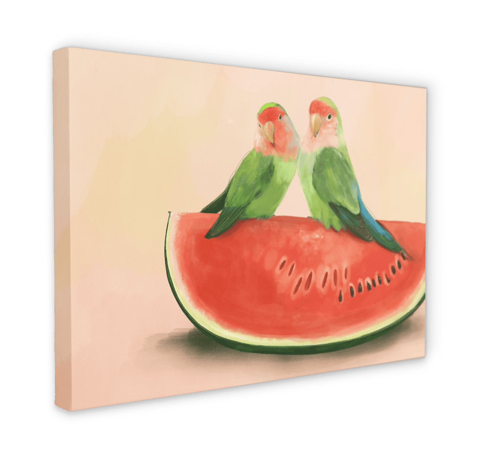 Watermelon Lovebirds Canvas Print The Gathering 28"x40"(70x100 cm) Canvas Print