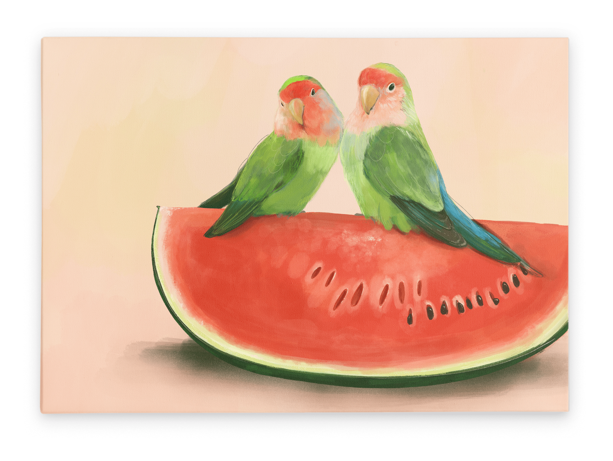 Watermelon Lovebirds Canvas Print The Gathering 28"x40"(70x100 cm) Canvas Print