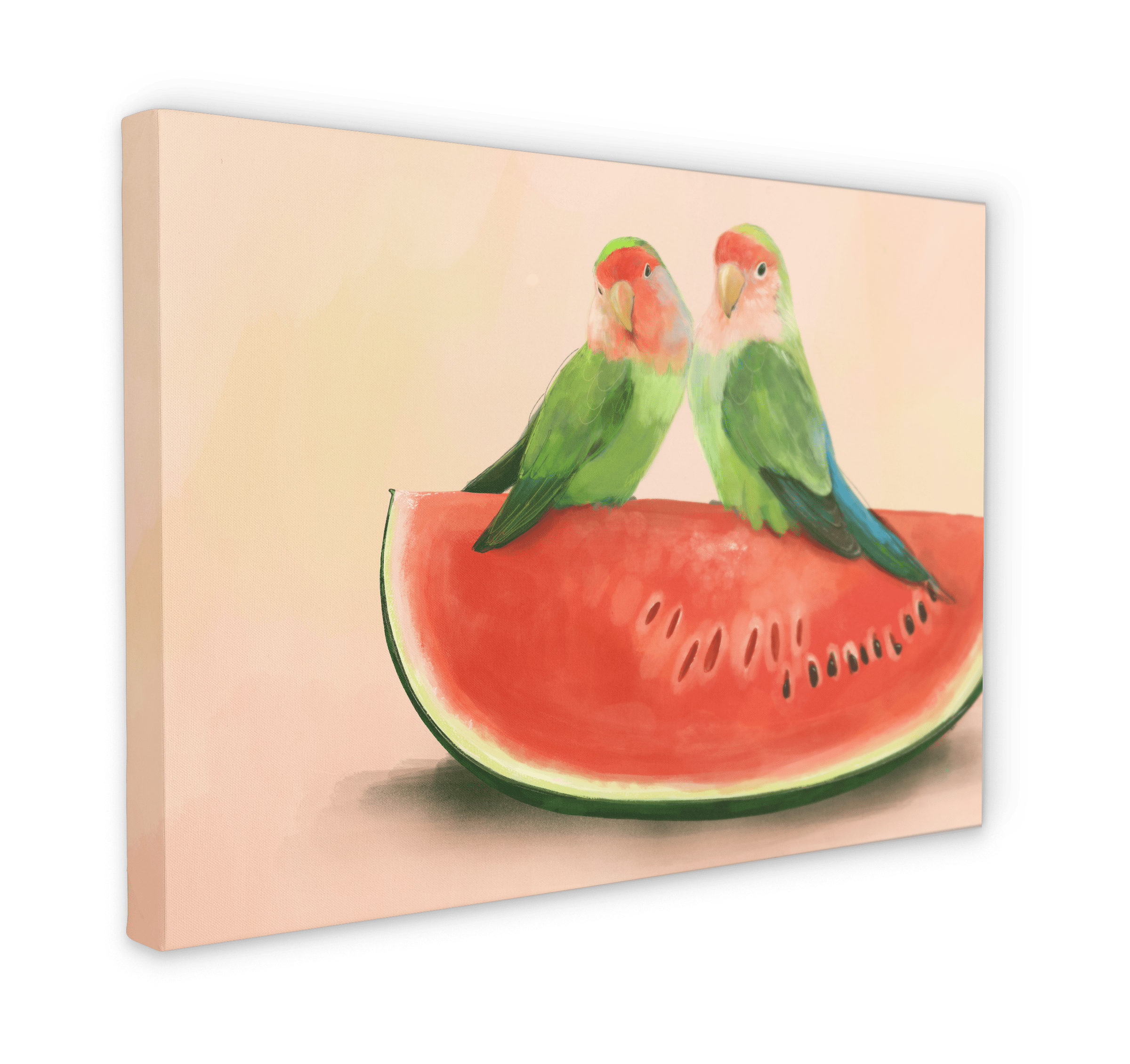 Watermelon Lovebirds Canvas Print The Gathering 28"x40"(70x100 cm) Canvas Print