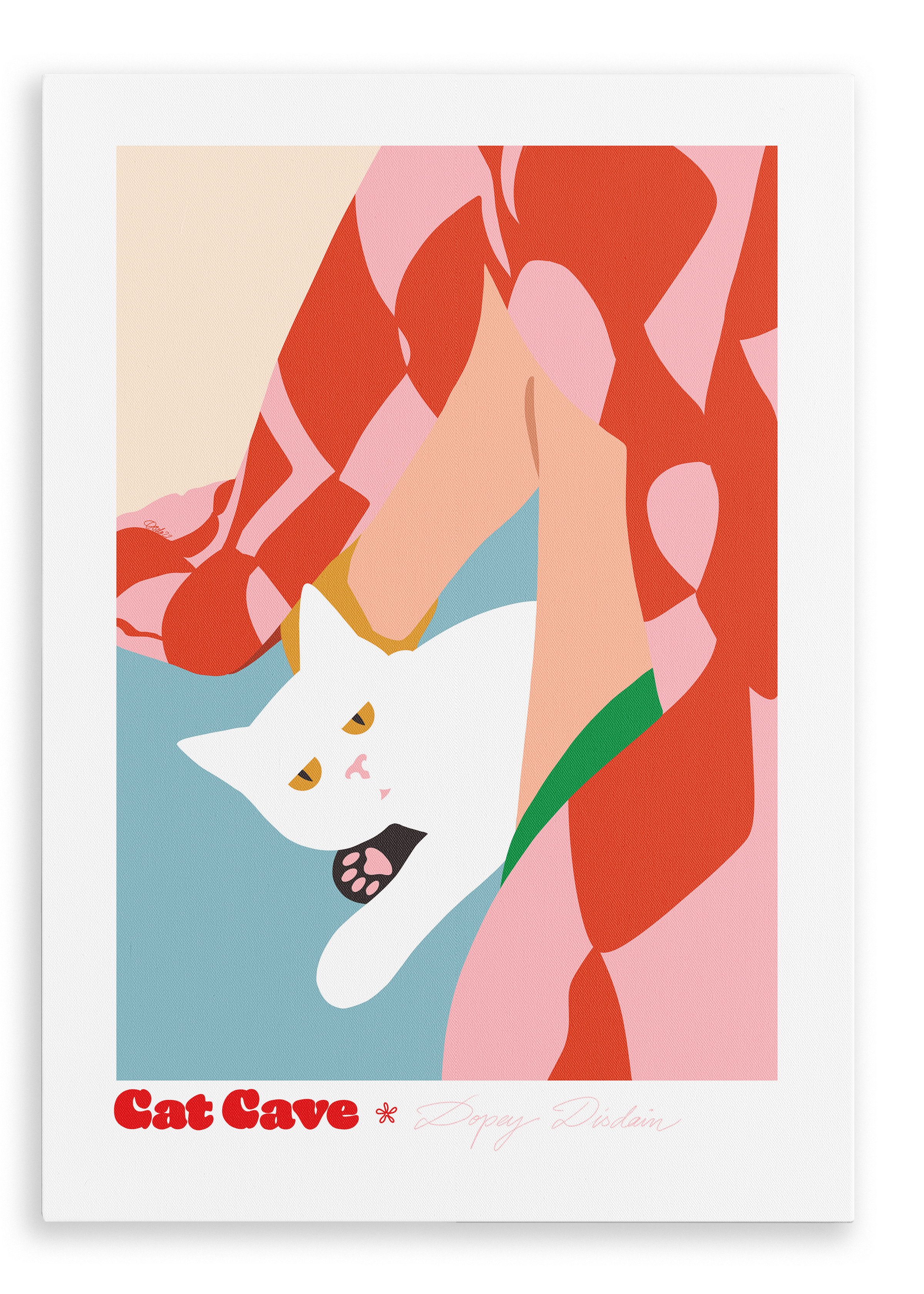 Dopey Disdain Matte Canvas Print Cat Cave Antics 28"x40"(70x100 cm) Canvas Print