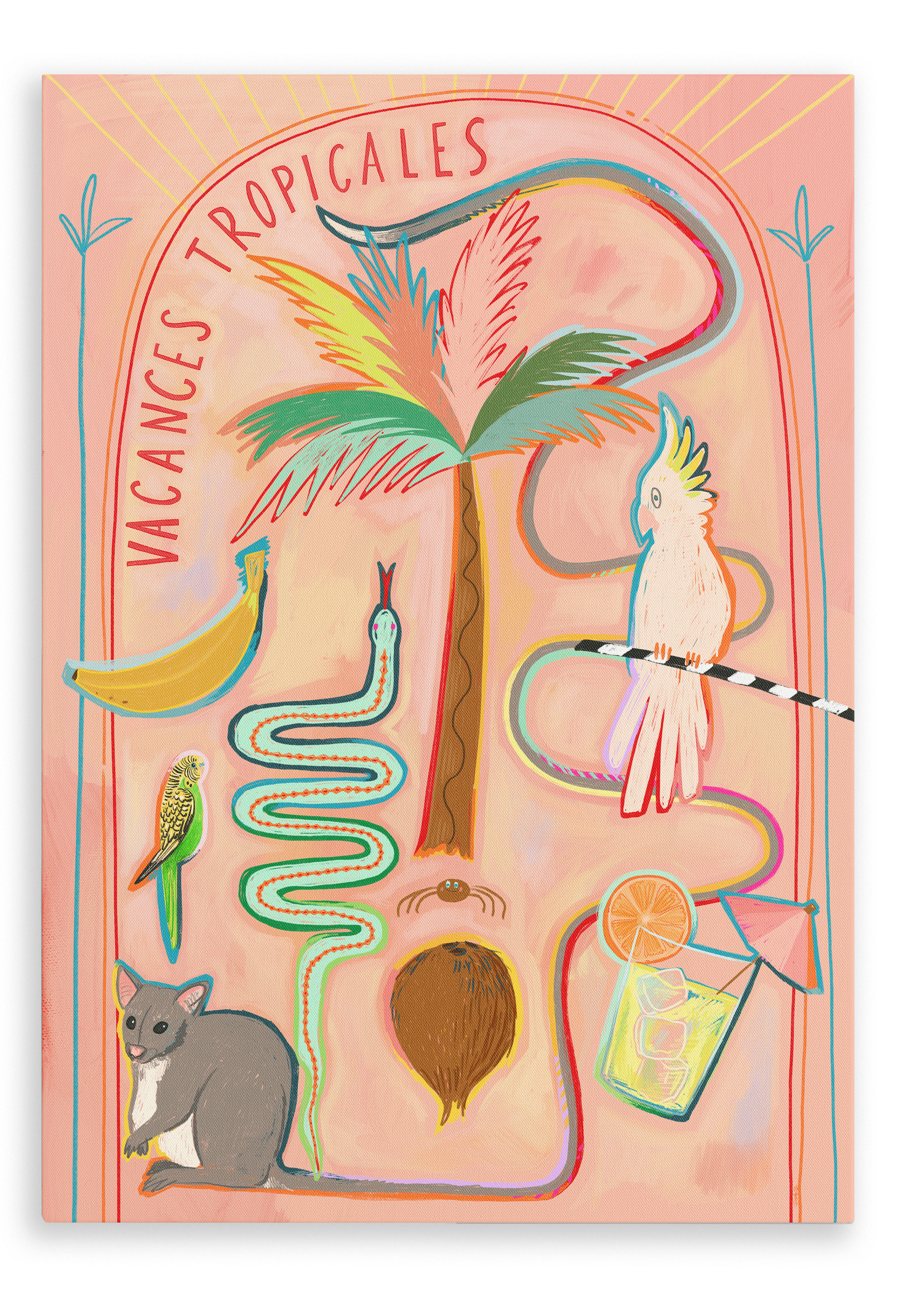 Vacances Tropicales Matte Canvas Print Aventures Des Créatures 28