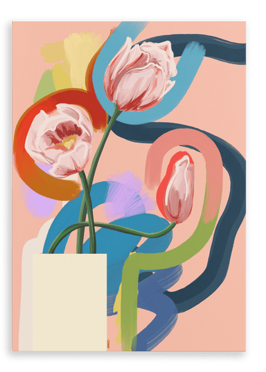 Through The Tulips - Red Stripe Canvas Print Through The Tulips 28"x40"(70x100 cm) Canvas Print