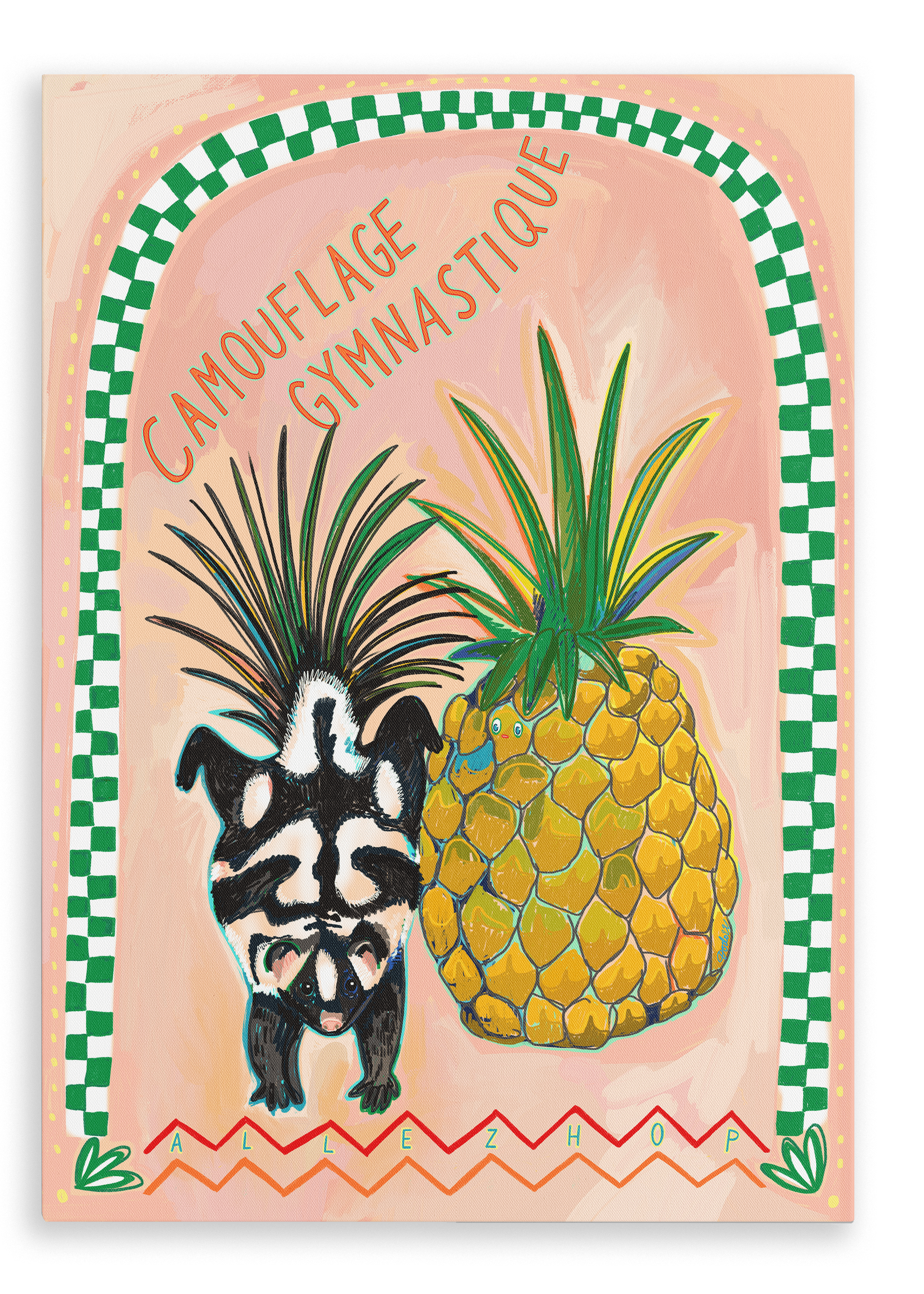 Camouflage Gymnastique Matte Canvas Print Aventures Des Créatures 28"x40"(70x100 cm) Canvas Print