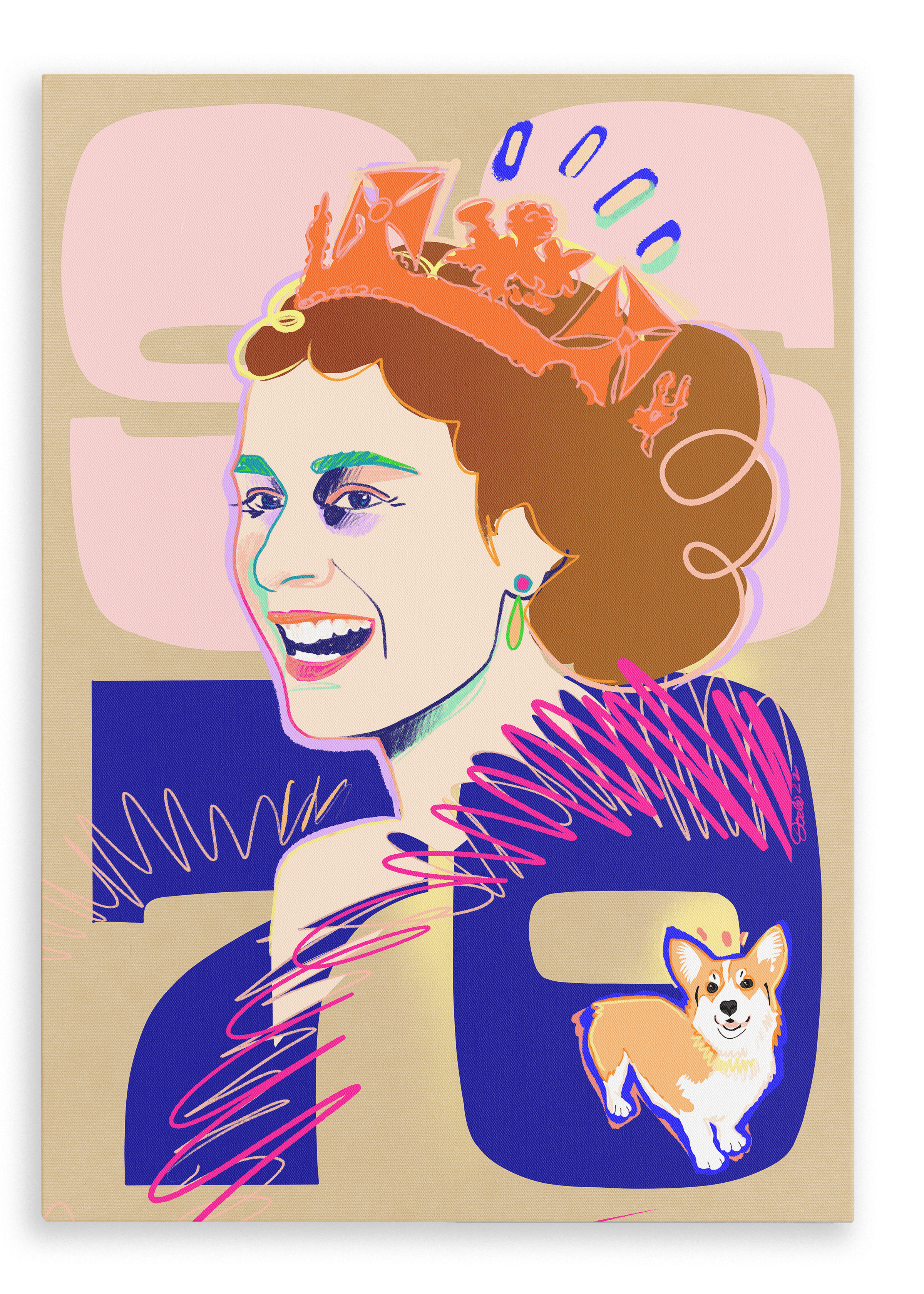 Queen Lizzy Canvas Print Collage Corner 28"x40"(70x100 cm) Canvas Print