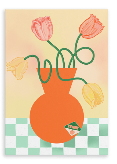 Tulips In Orange Matte Canvas Print Happy Stems 28"x40"(70x100 cm) Canvas Print
