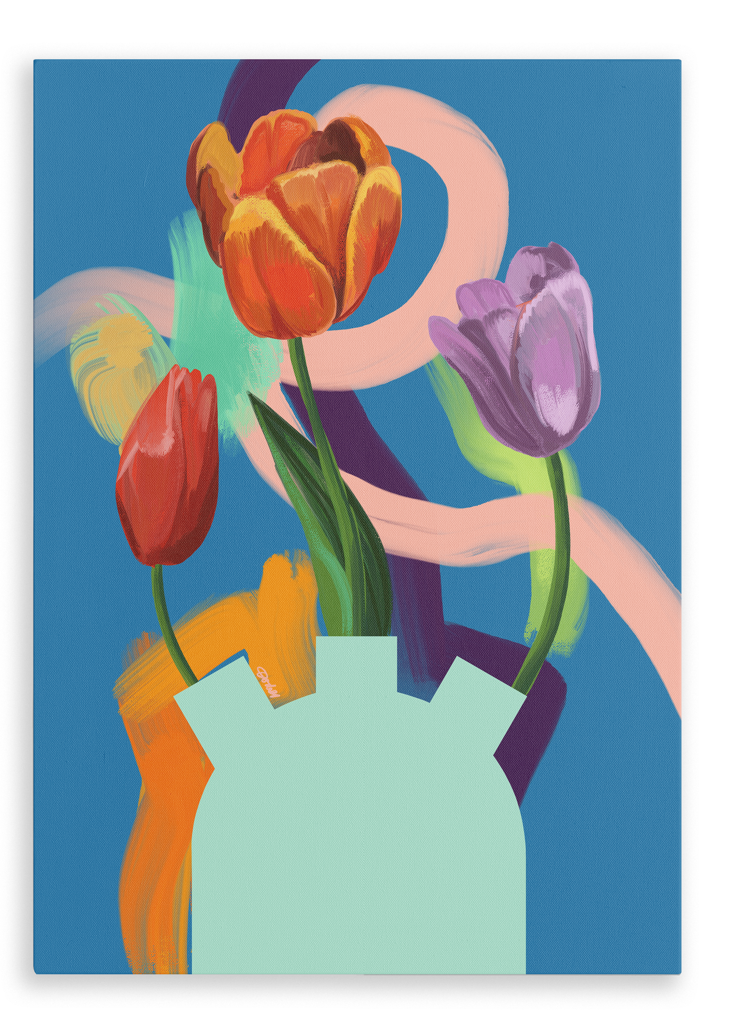 Through The Tulips - Red & Purple Canvas Print Through The Tulips 28"x40"(70x100 cm) Canvas Print