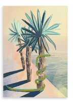 Poolside Promenade (with friendly snake) Giclée Canvas Print Palmy Days 28"x40"(70x100 cm) Canvas Print