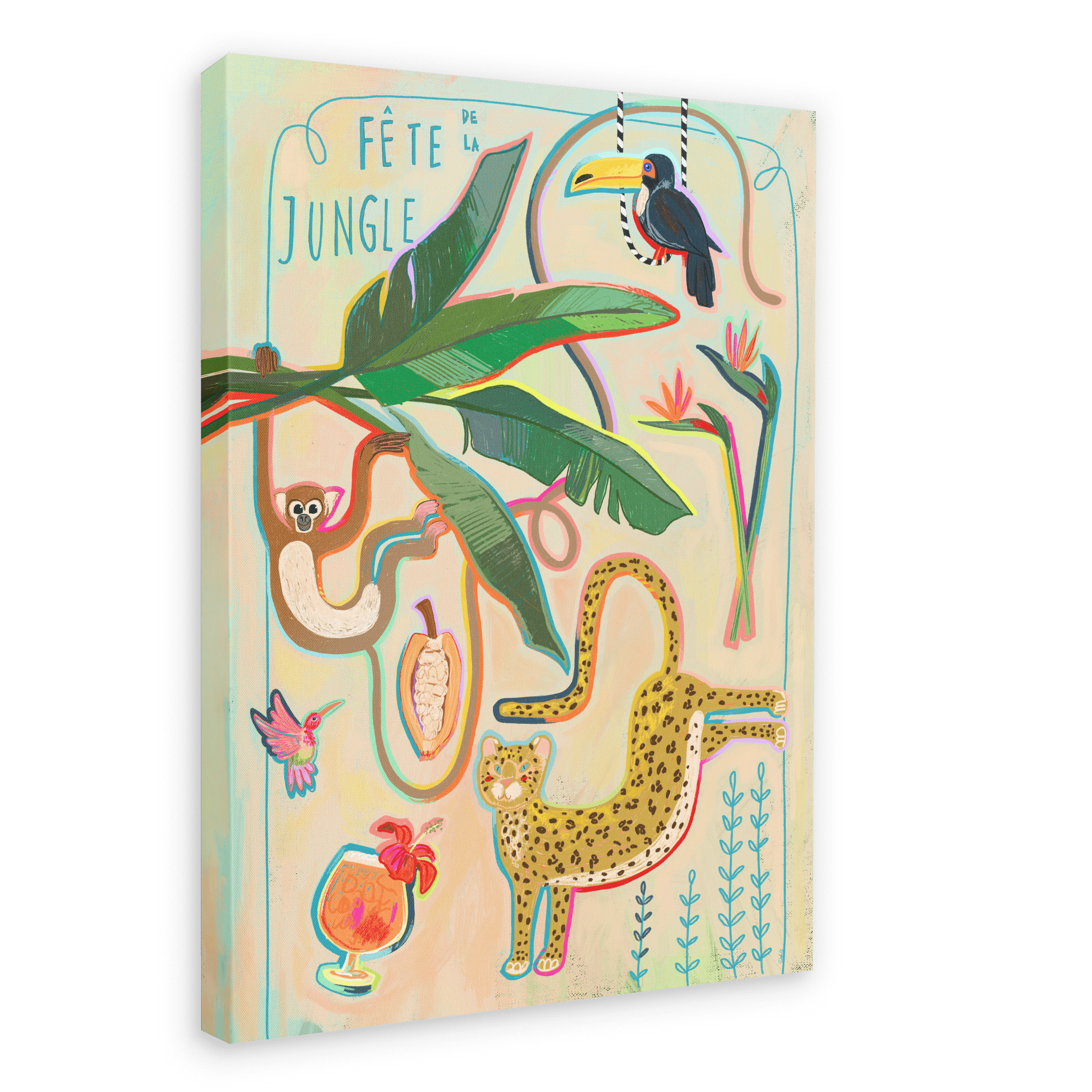 Fête De La Jungle Matte Canvas Print Aventures Des Créatures 28