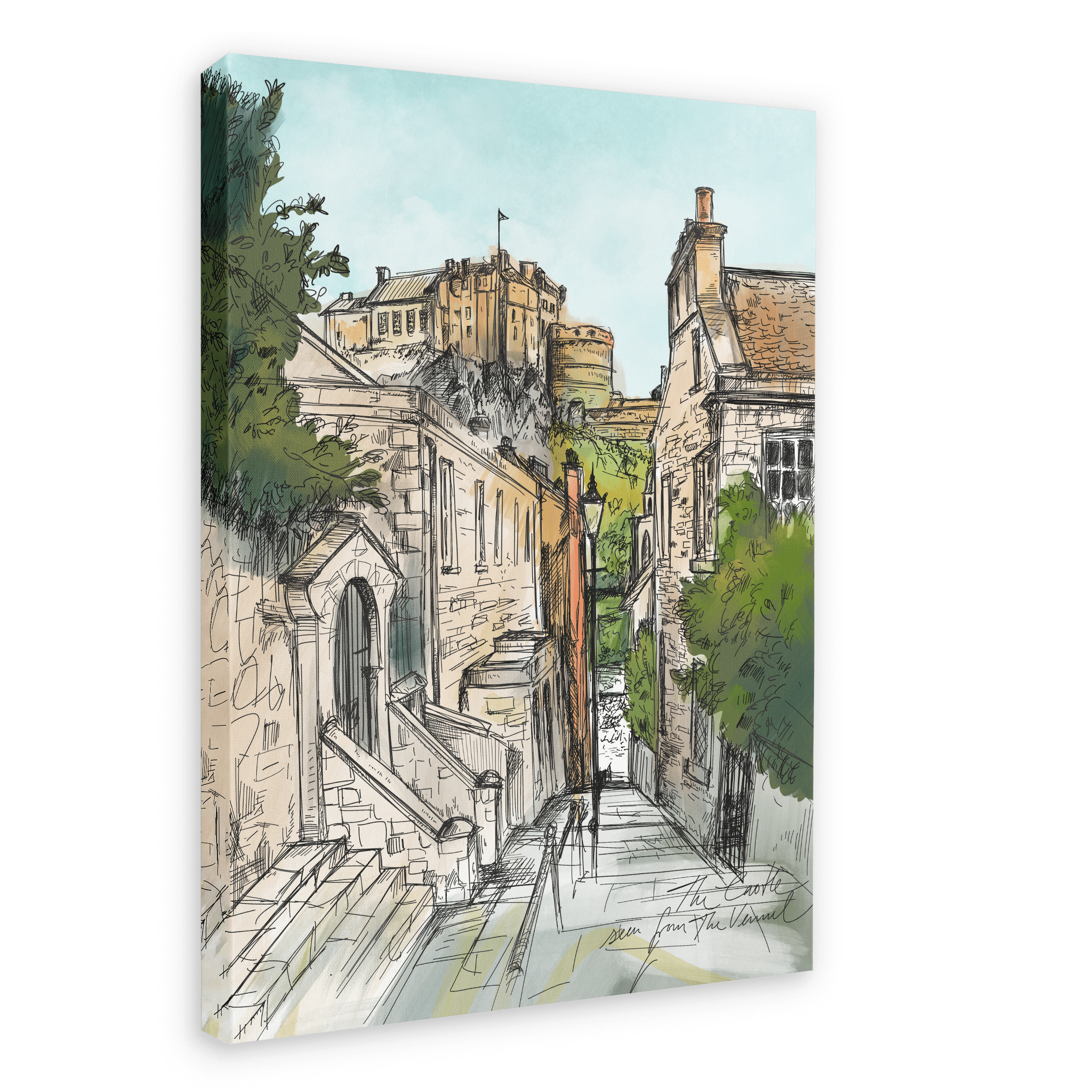 The Castle Viewed From The Vennel Canvas Print Essential Edinburgh 28"x40"(70x100 cm) Canvas Print