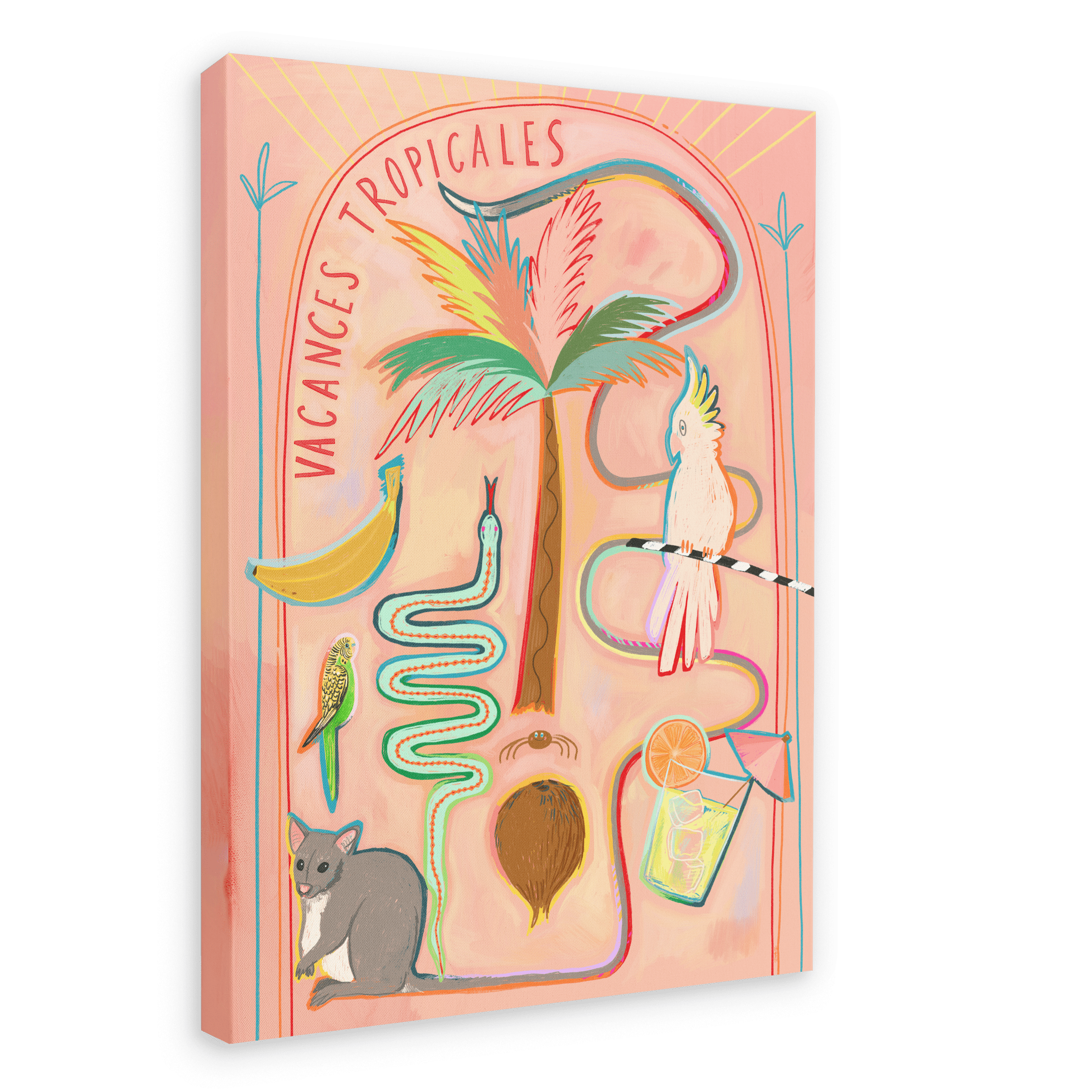Vacances Tropicales Matte Canvas Print Aventures Des Créatures 28
