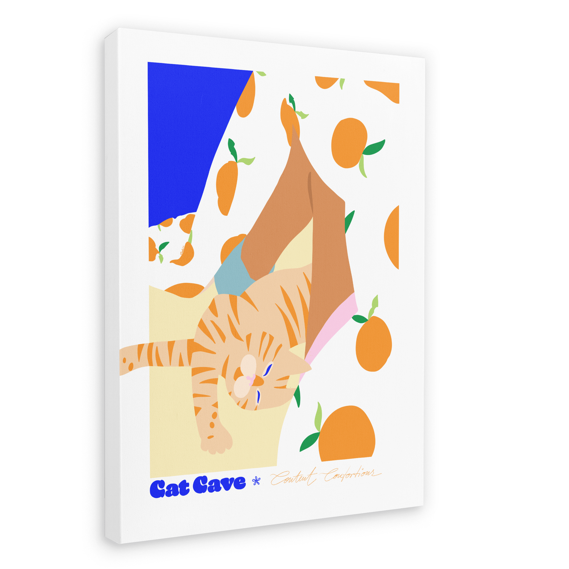 Content Contortions Matte Canvas Print Cat Cave Antics 28"x40"(70x100 cm) Canvas Print