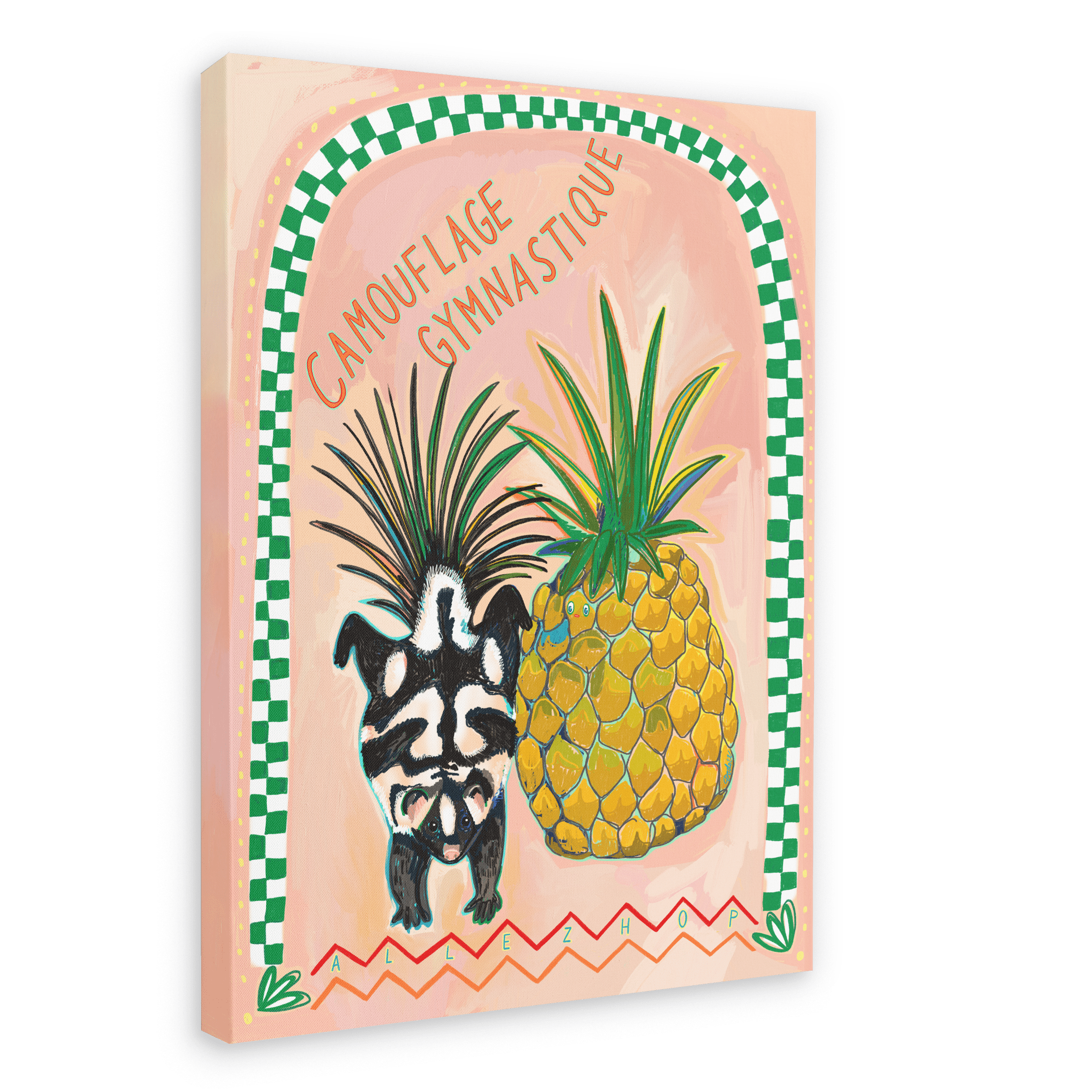 Camouflage Gymnastique Matte Canvas Print Aventures Des Créatures 28"x40"(70x100 cm) Canvas Print