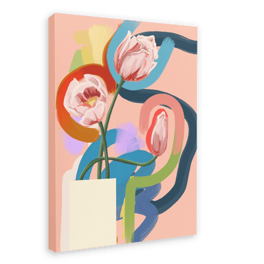 Through The Tulips - Red Stripe Canvas Print Through The Tulips 28"x40"(70x100 cm) Canvas Print