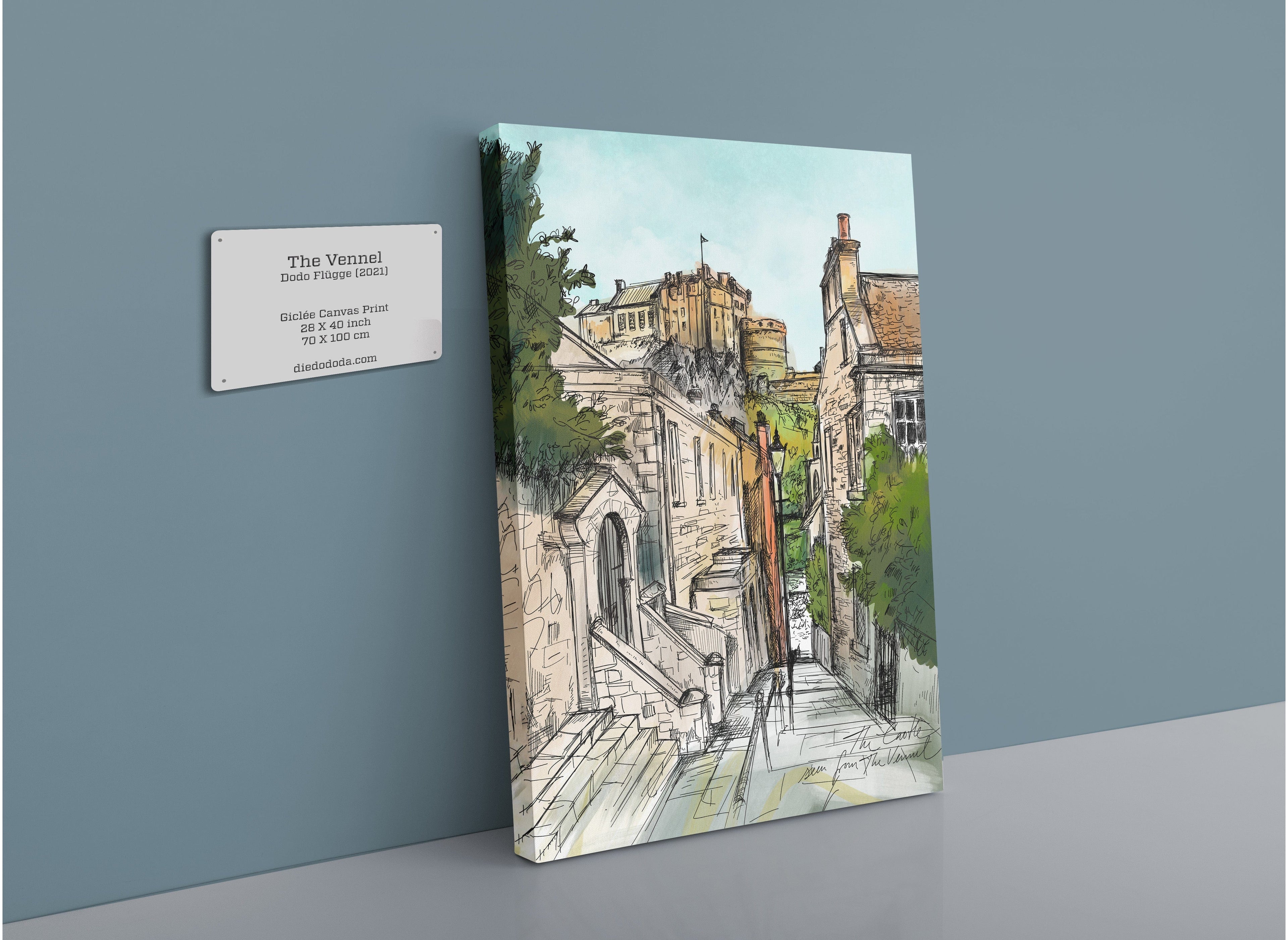 The Castle Viewed From The Vennel Canvas Print Essential Edinburgh 28"x40"(70x100 cm) Canvas Print