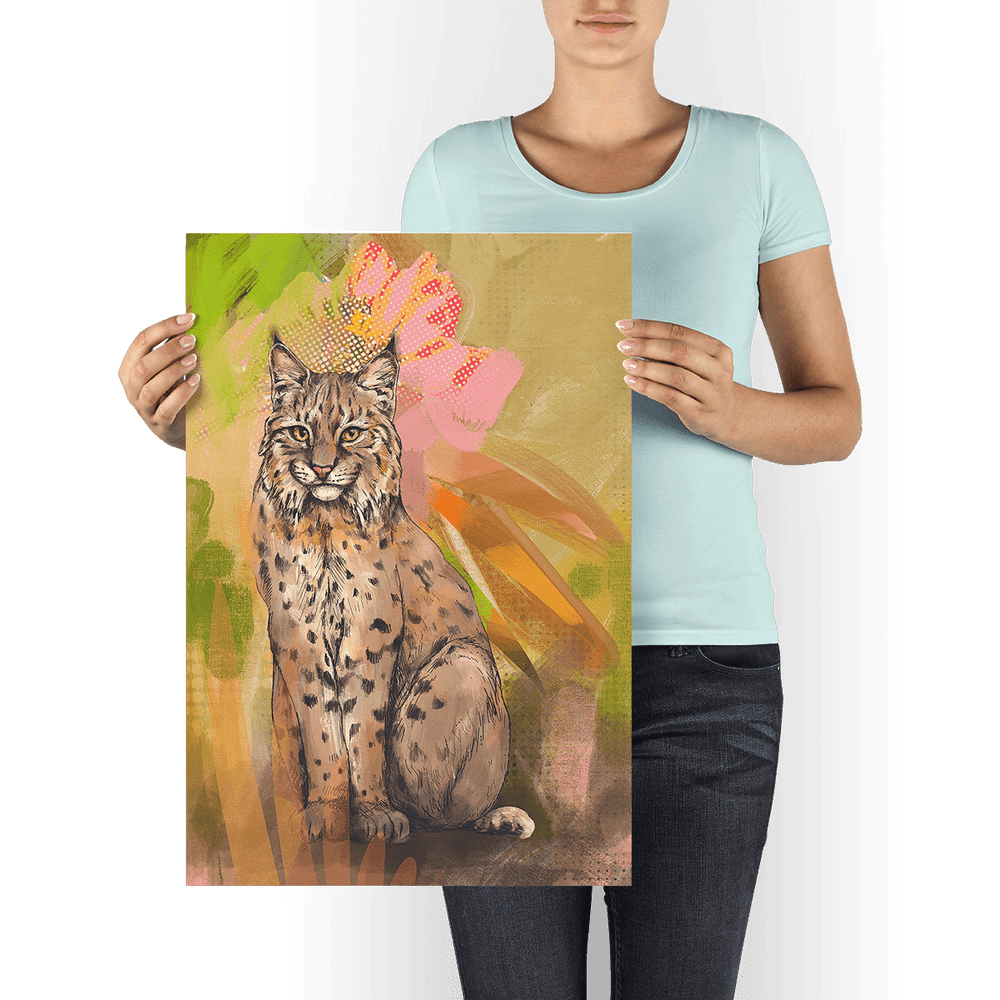 Bobcat Botanica Giclée Art Print Pawky Paws A2 (42 X 59.4 cm) Art Print