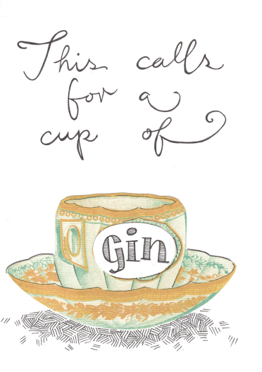 Cup Of Gin Greeting Card Victoriana Greeting Cards Card