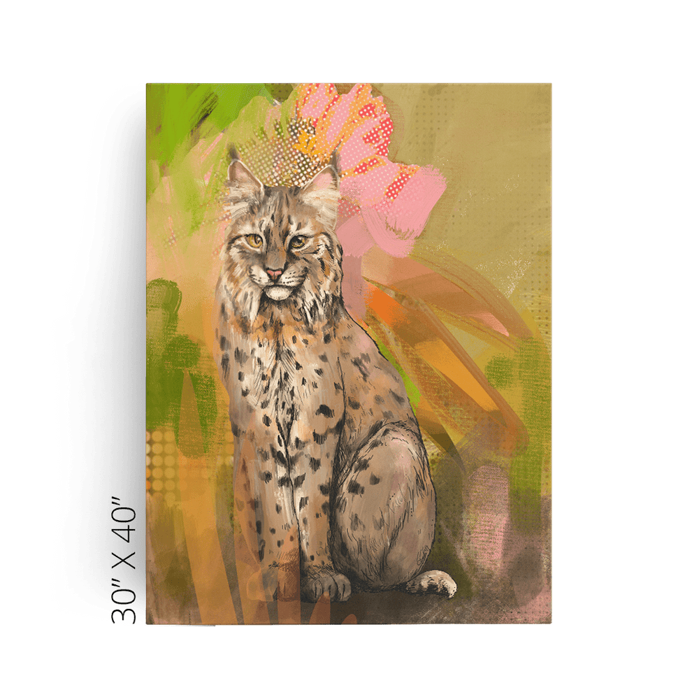 Bobcat Botanica Canvas Print Pawky Paws 30" X 40" Canvas Print