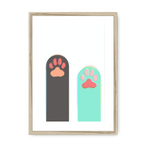 Paws Up Matte Framed with a Mount Print Cat Cafe A3 Portrait / Natural Frame Mounted Print