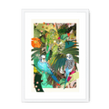Blooming Budgerigars Framed with a Mount Print The Gathering A3 Portrait / White Frame Mounted Print