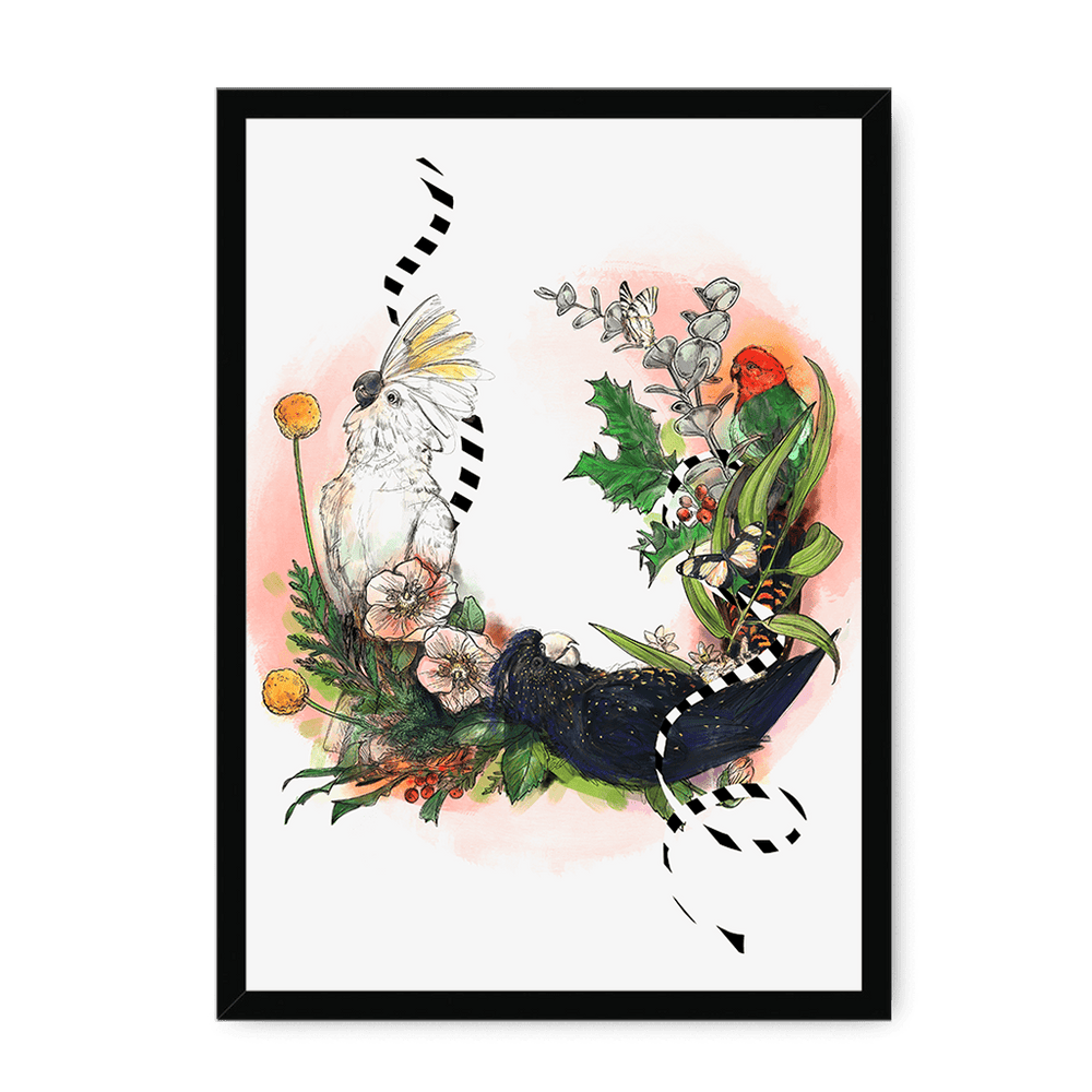 Party Of Parrots Framed Print The Gathering A3 (297 X 420 mm) / Black / No Mount (All Art) Framed Print