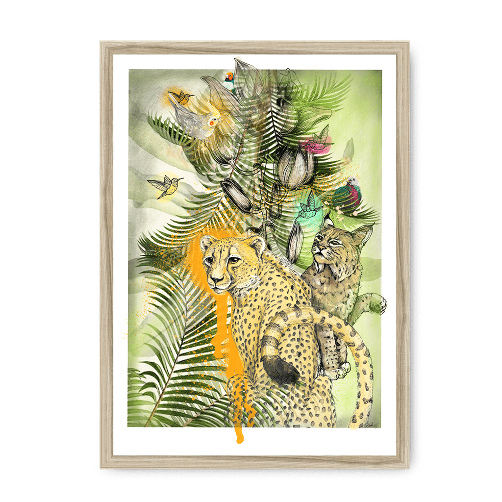 Big Cat Tropicana Framed Print The Gathering A3 (297 X 420 mm) / Natural Framed Print