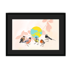 Garden Gang Framed Print The Gathering A3 (297 X 420 mm) / Black / Black Mount Framed Print