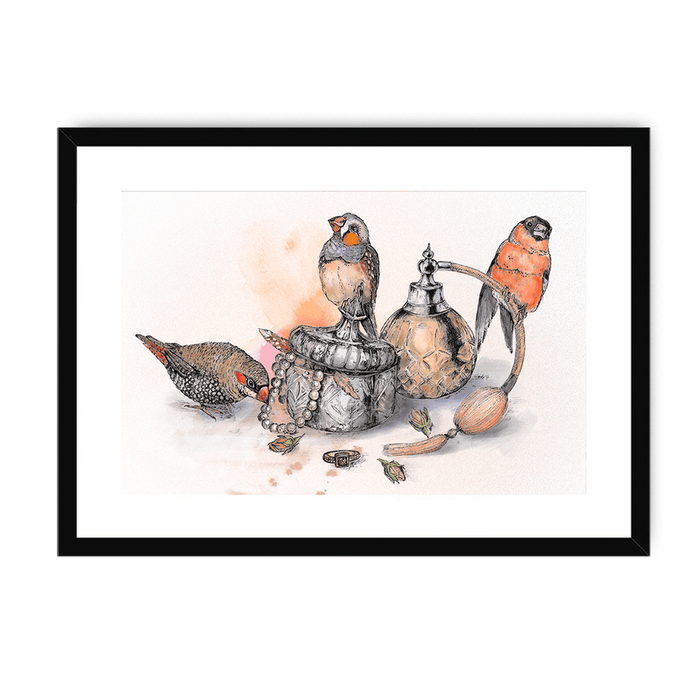 Boudoir Finches Framed Print The Gathering A3 (297 X 420 mm) / Black / White Mount Framed Print