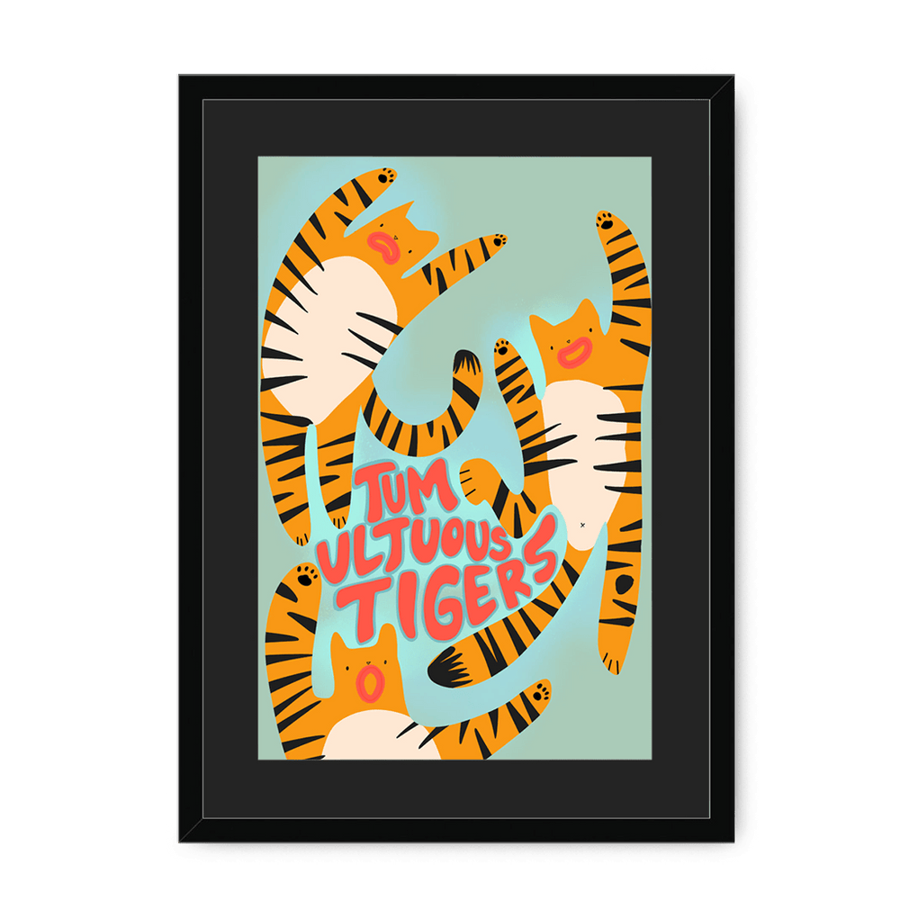 Tumultuous Tigers Framed Print Food Fur & Feathers A3 (297 X 420 mm) / Black / Black Mount Framed Print