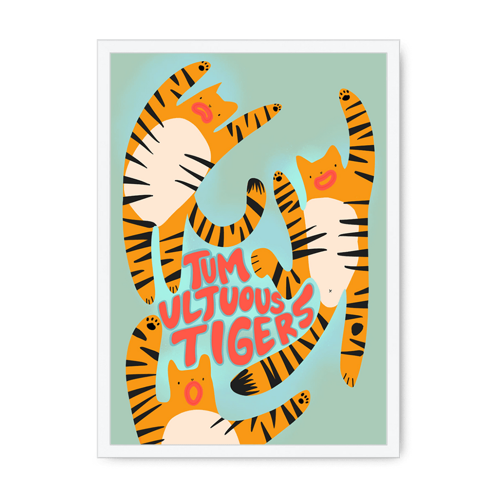 Tumultuous Tigers Framed Print Food Fur & Feathers A3 (297 X 420 mm) / White / No Mount (All Art) Framed Print