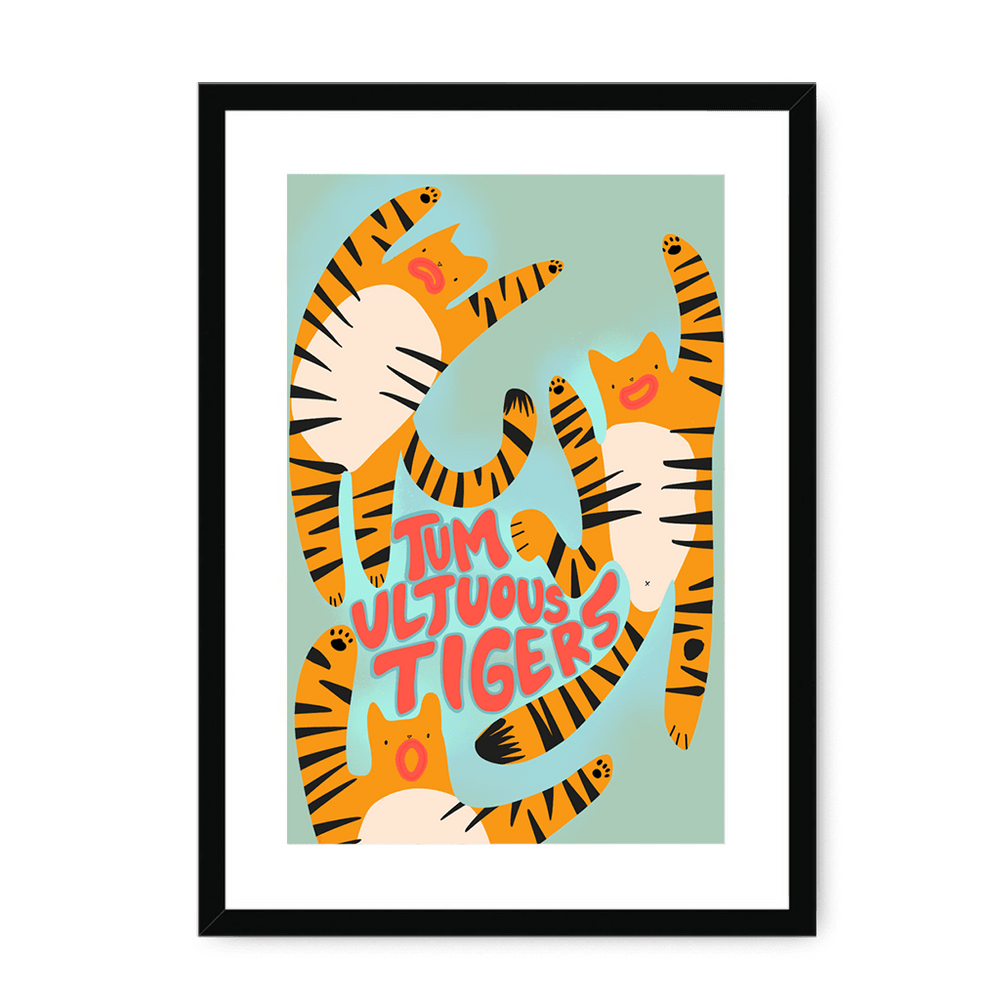 Tumultuous Tigers Framed Print Food Fur & Feathers A3 (297 X 420 mm) / Black / White Mount Framed Print