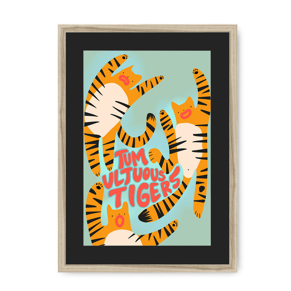 Tumultuous Tigers Framed Print Food Fur & Feathers A3 (297 X 420 mm) / Natural / Black Mount Framed Print