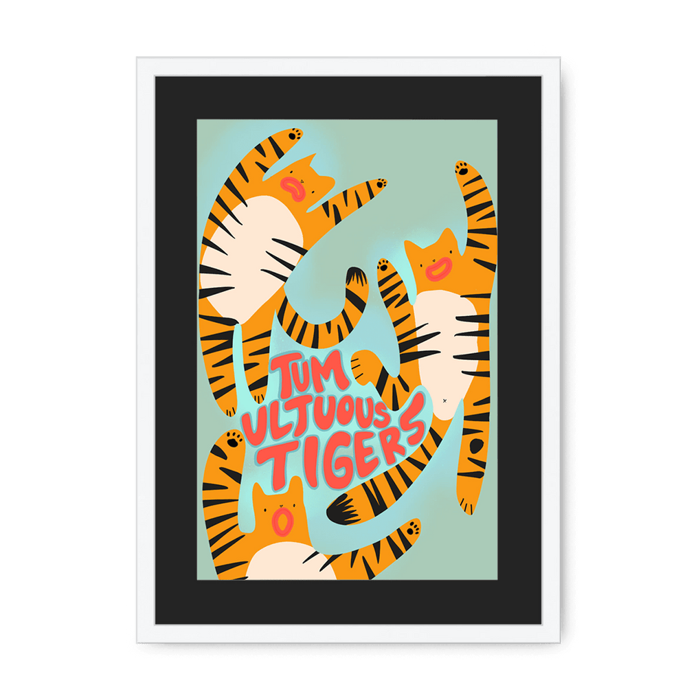 Tumultuous Tigers Framed Print Food Fur & Feathers A3 (297 X 420 mm) / White / Black Mount Framed Print