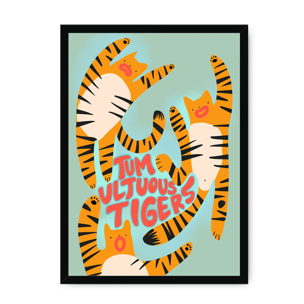 Tumultuous Tigers Framed Print Food Fur & Feathers A3 (297 X 420 mm) / Black / No Mount (All Art) Framed Print