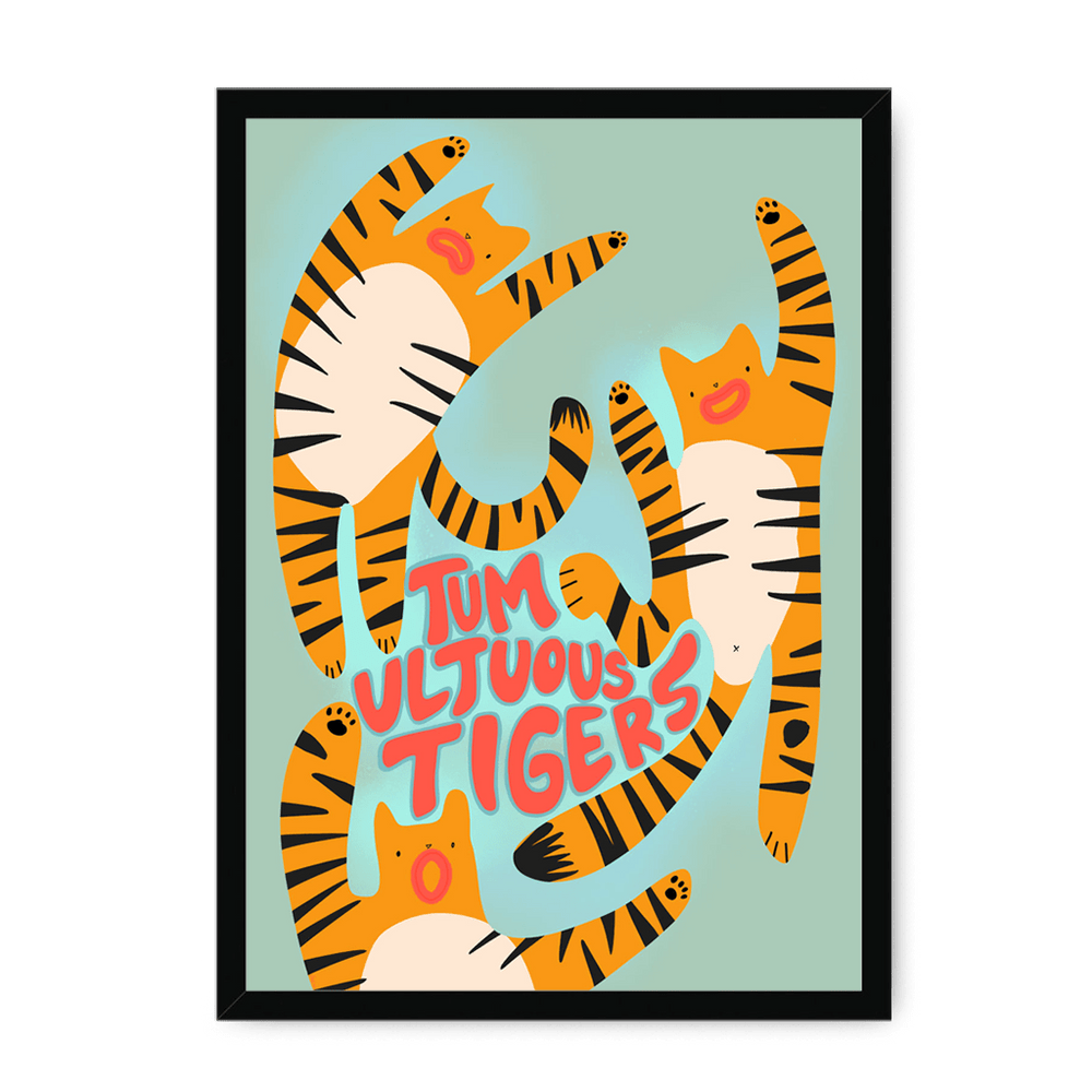 Tumultuous Tigers Framed Print Food Fur & Feathers A3 (297 X 420 mm) / Black / No Mount (All Art) Framed Print