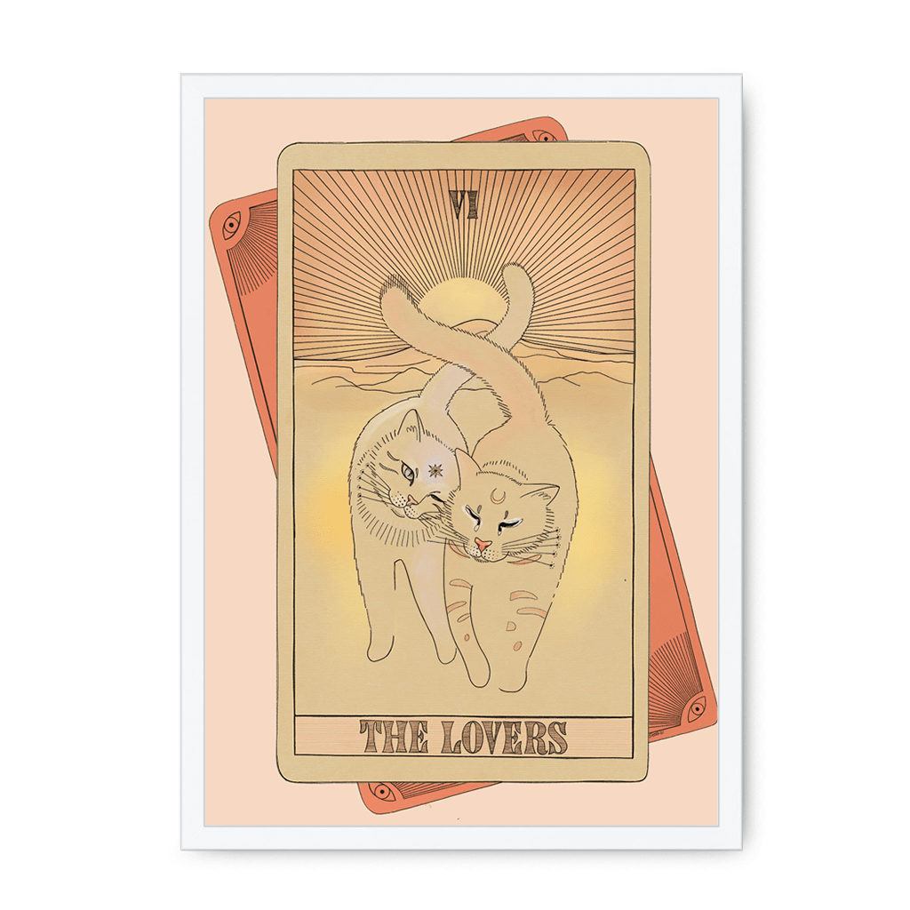 The Lovers Framed Print Tarot Cats A3 (297 X 420 mm) / White / No Mount (All Art) Framed Print