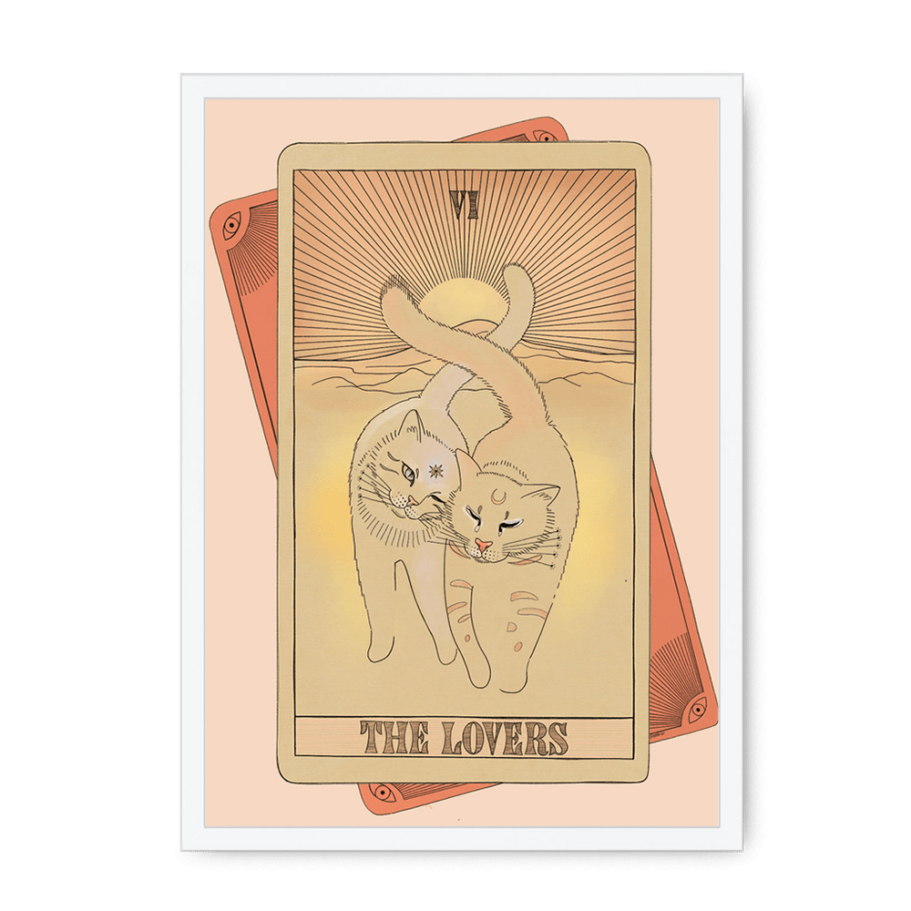 The Lovers Framed Print Tarot Cats A3 (297 X 420 mm) / White / No Mount (All Art) Framed Print