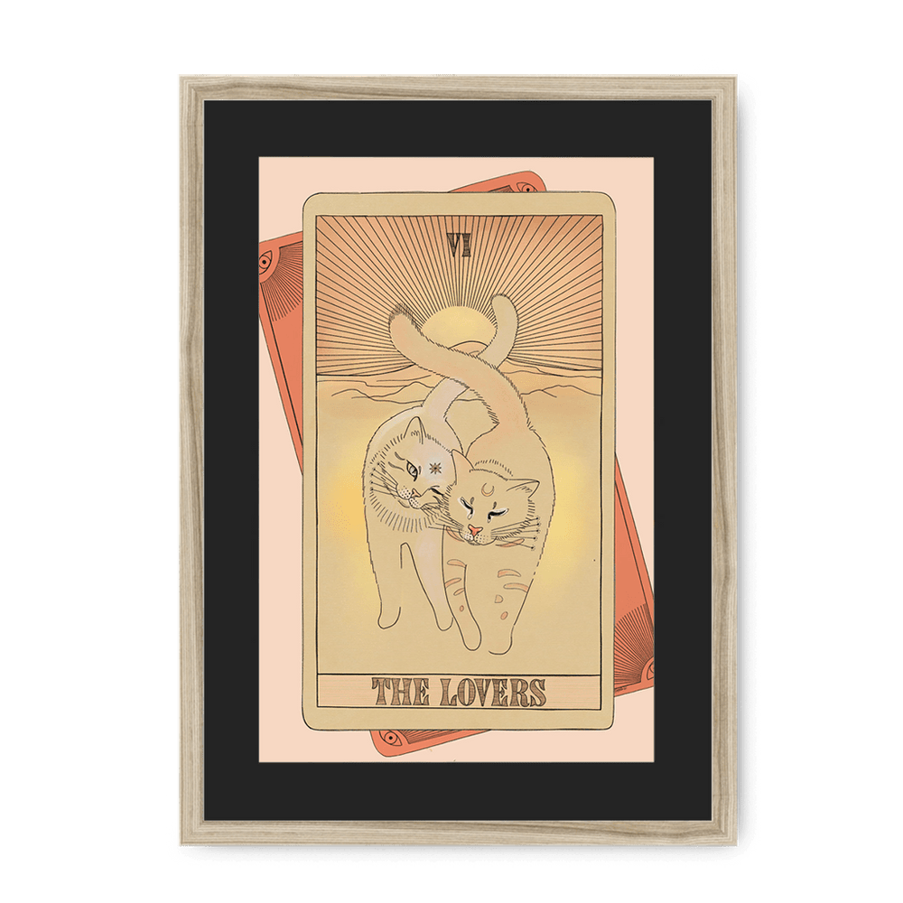 The Lovers Framed Print Tarot Cats A3 (297 X 420 mm) / Natural / Black Mount Framed Print