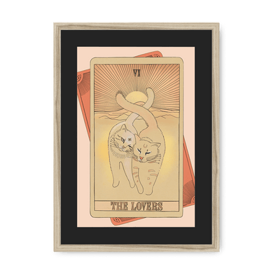 The Lovers Framed Print Tarot Cats A3 (297 X 420 mm) / Natural / Black Mount Framed Print