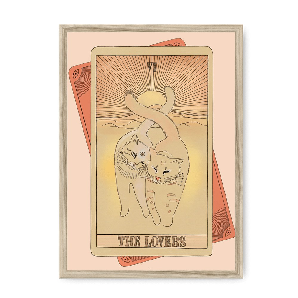 The Lovers Framed Print Tarot Cats A3 (297 X 420 mm) / Natural / No Mount (All Art) Framed Print