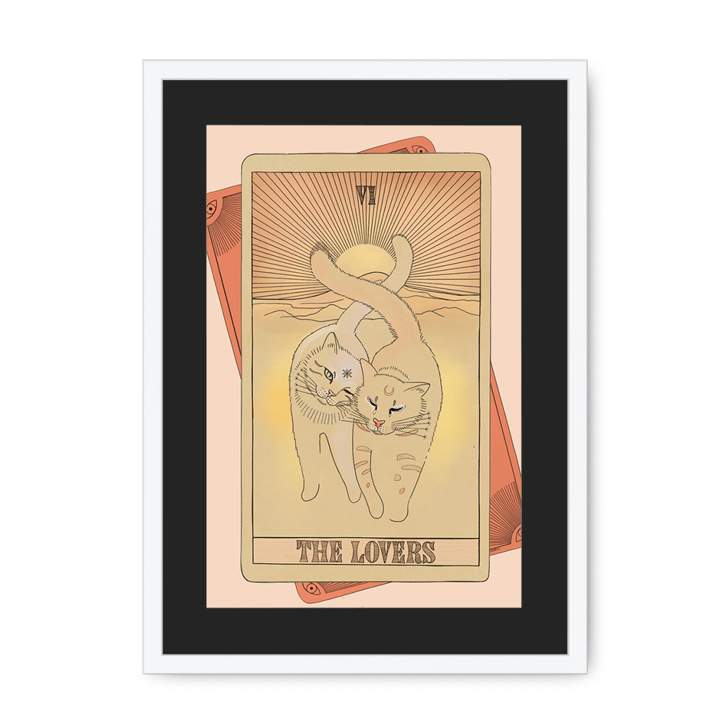 The Lovers Framed Print Tarot Cats A3 (297 X 420 mm) / White / Black Mount Framed Print